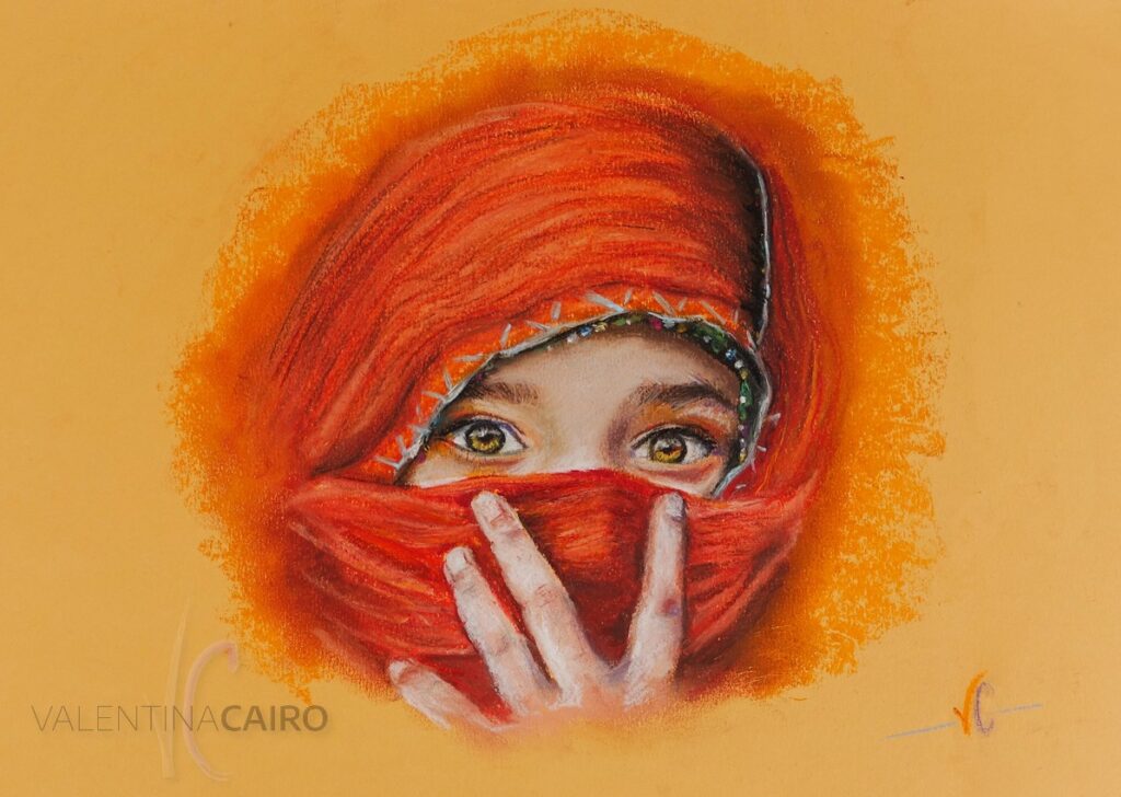 Honey eyes - Soft pastel on coloured paper 35x50